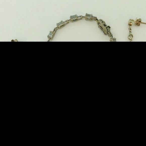 Artisan 925 Quartz & Pearl Pendant Necklace CZ Drop Earrings & Topaz Bracelet - Picture 2 of 12